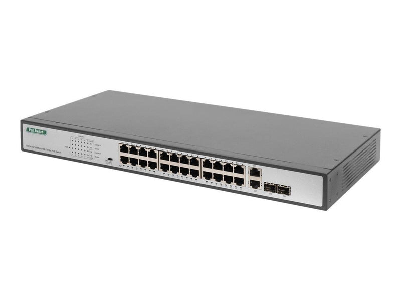 DIGITUS DN-95343  24 Port Fast Ethernet PoE Switch 19 Inch Unmanaged 2 Uplinks