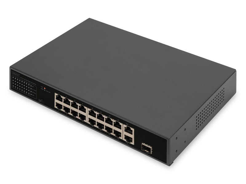 DIGITUS DN-95355 16-Port 10/100 Mbps PoE Switch 16 x10/100Mbps PoE RJ45 Ports.1x GE RJ45 1x SFP