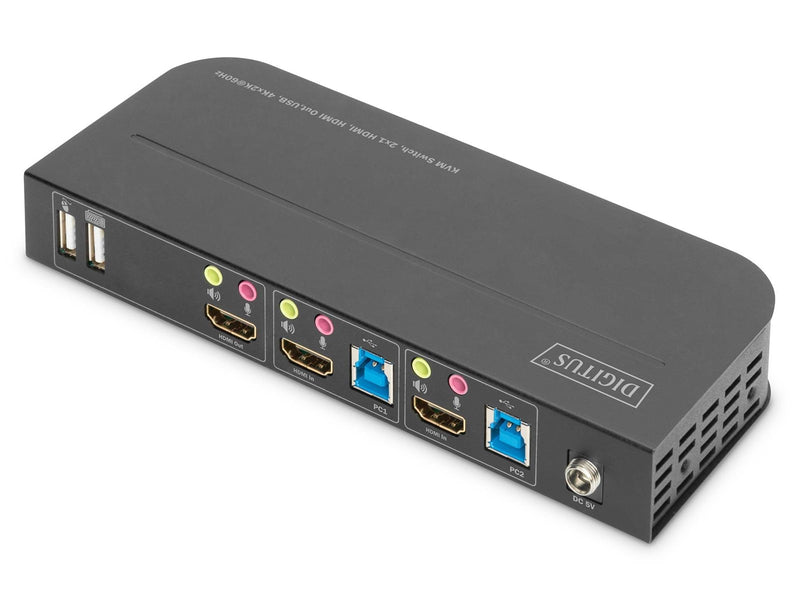 DIGITUS DS-12874 KVM Switch 2x1 HDMI HDMI Out.USB 4Kx2K@60Hz