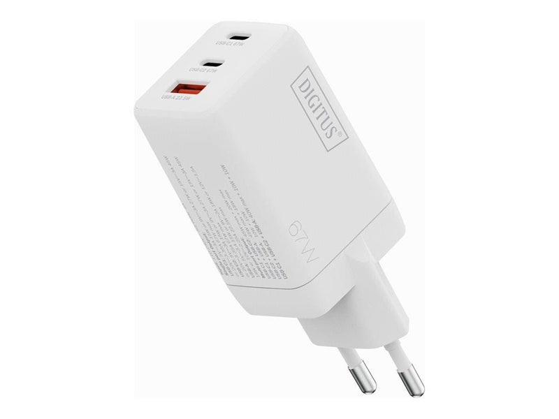DIGITUS power adapter - GaN - 2 x USB-C USB - 67 Watt