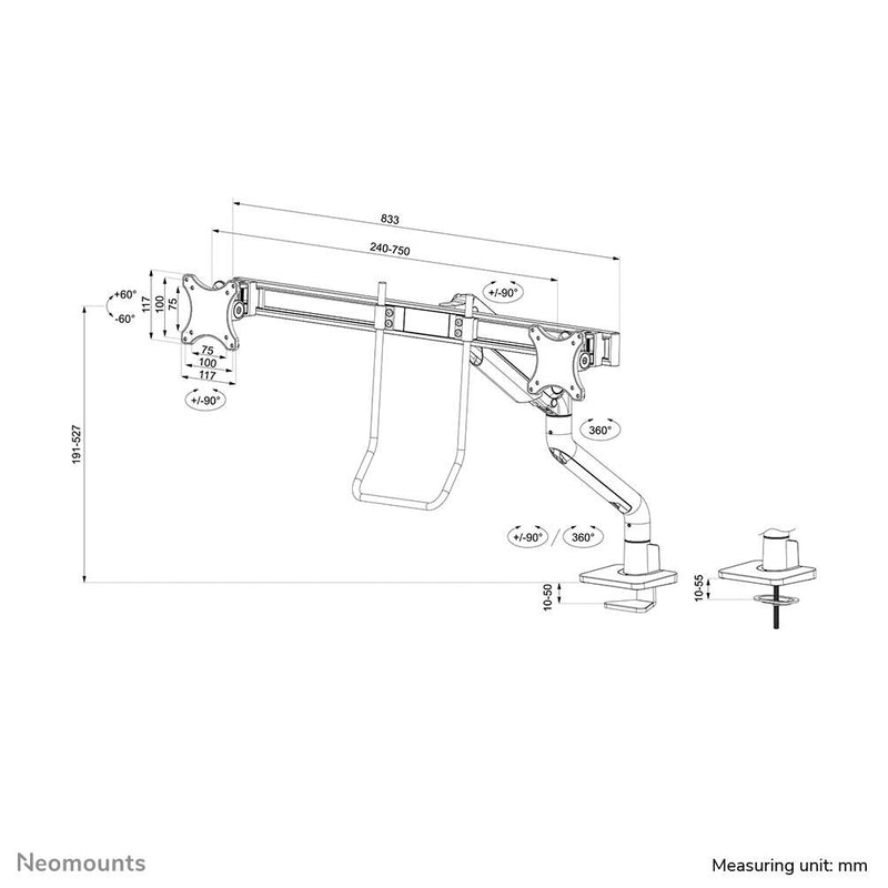 Neomounts DS75S-950BL2 vollbewegliche Tischhalterung für 17-32' Bildschirme - Schwarz