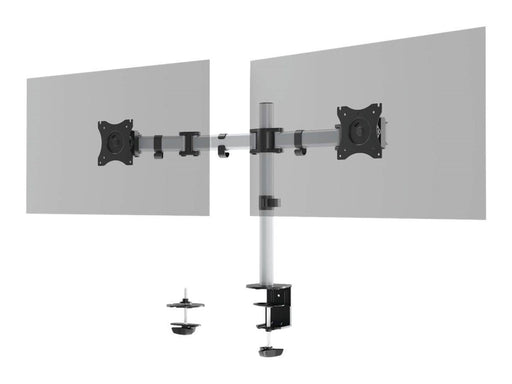 DURABLE Tischsäule für zwei Monitore mit verstellbarer Höhe, Drehung und Neigung der Bildschirme.