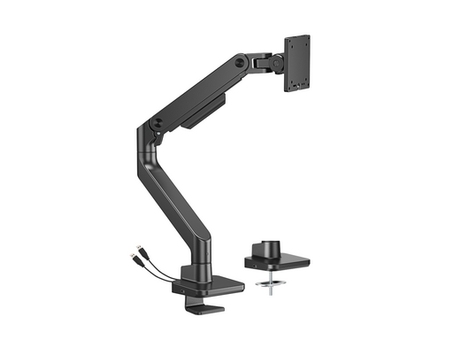 DUTZO Monitorarm für 1 Monitor (bis zu 49") - Heavy Duty mit USB A- und C-Anschlüssen - Schwarz