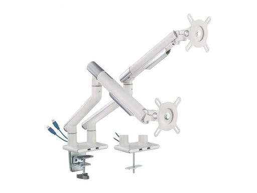 DUTZO Monitorarm für 2 Monitore (17"-32") - Slim USB Version (Weiß)