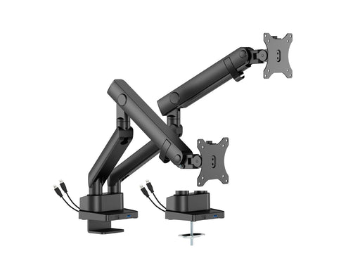 DUTZO Monitorarm für 2 Monitore (17"-35") - Pro+ Version mit 1 x USB-A & 1 x USB C port (Grau / Schwarz)