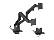 DUTZO Monitorarm für 2 Monitore (27" - 45") - Heavy Duty Deluxe mit USB A- und C-Anschlüssen - Schwarz