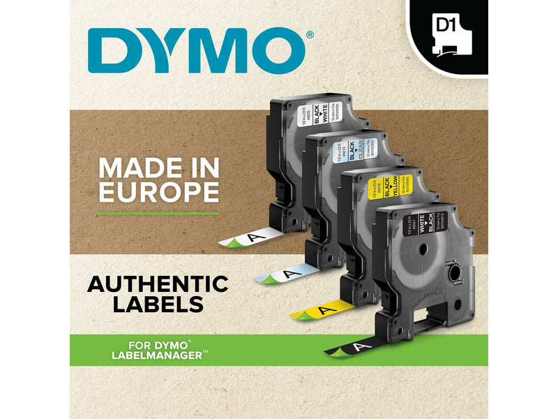 DYMO Authentic D1 Labels | Black Print on White | 12mm x 7m | Self-Adhesive Labels for LabelManager Label Printers | 20 Count