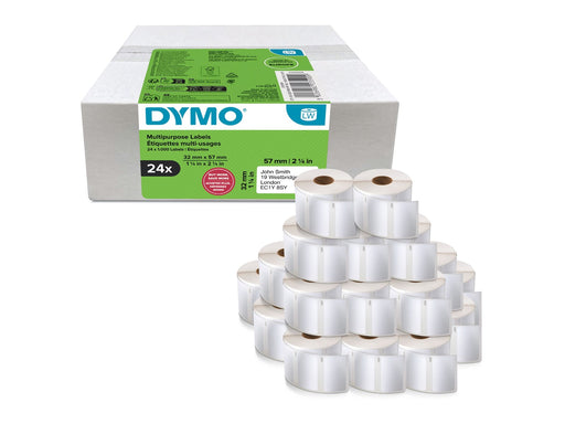 DYMO Authentic LabelWriter Multi-Purpose Labels | 32mm x 57mm | 24 Rolls of 1.000 Easy-Peel Labels (24.000 Count) | Self-Adhesive | for LabelWriter Label Makers