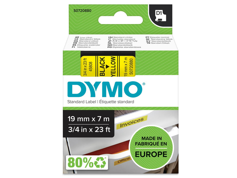 DYMO D1-Etikettenband | schwarz auf gelb | 19 mm x 7 m