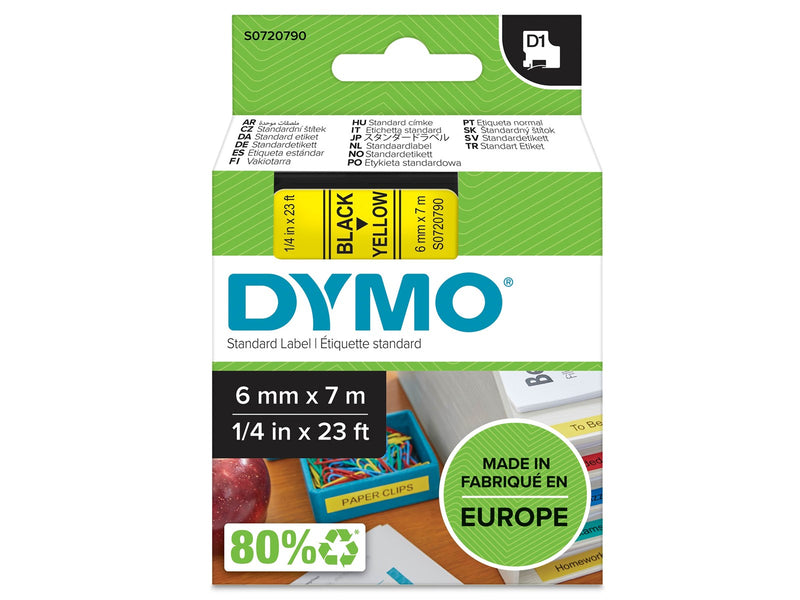 DYMO D1-Etikettenband | schwarz auf gelb | 6 mm x 7 m