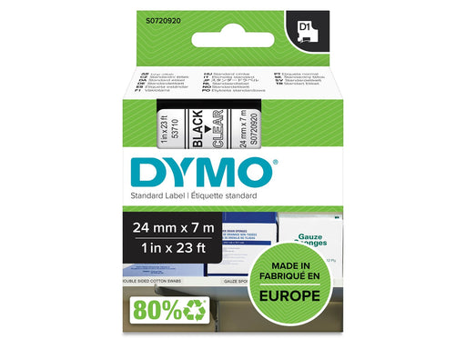 DYMO D1-Etikettenband | schwarz auf transparent | 24 mm x 7 m