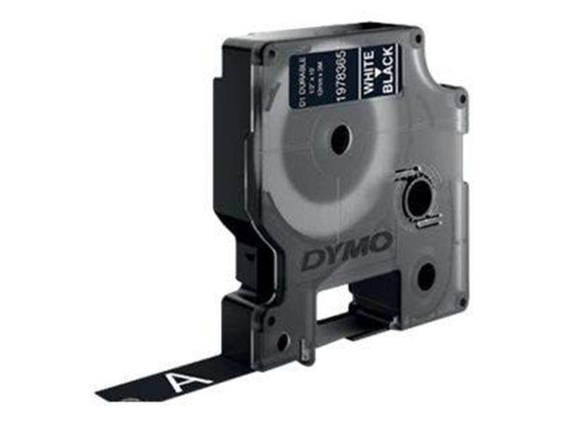 DYMO D1 Hochleistungs-Etikettenband | weiß auf schwarz | 12 mm x 3 m