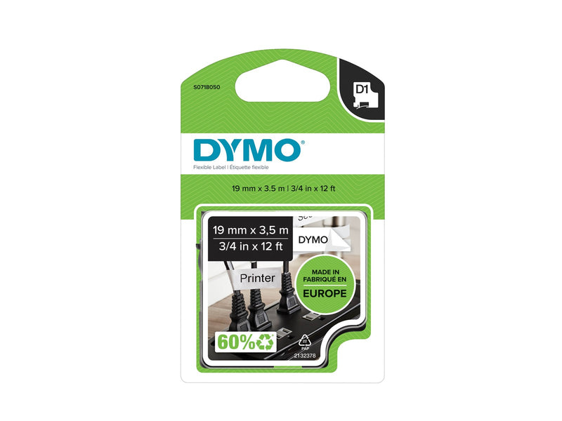 DYMO D1 Hochleistungs-Nylon-Etikettenband | schwarz auf weiß |19 mm x 3,5 m