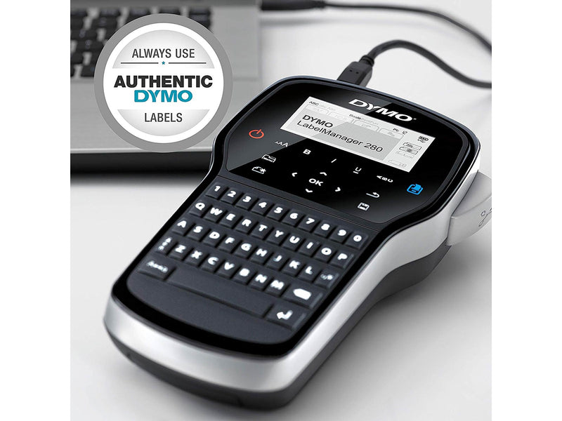 DYMO LabelManager 280 Etikettendrucker mit 2 Rollen D1 Etiketten & Tragetasche