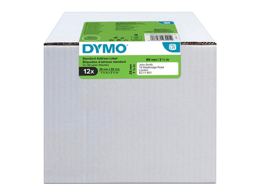 DYMO LabelWriter Adressetiketten | 28 mm x 89 mm | 12 Rollen mit je 130 leicht ablösbaren Etiketten (1.560 Etiketten) | selbstklebende Etiketten