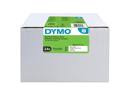 DYMO LabelWriter Adressetiketten | 28 mm x 89 mm | 24 Rollen mit je 130 leicht ablösbaren Etiketten (3.120 Etiketten) | selbstklebende Etiketten