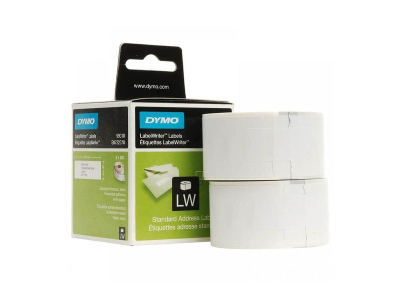 DYMO LabelWriter Adressetiketten | 28 mm x 89 mm | schwarz auf weiß | 2 Rollen mit je 130 leicht ablösbaren Etiketten (260 Etiketten) | selbstklebend