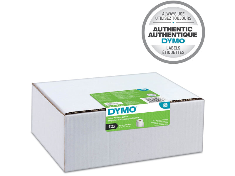 DYMO LabelWriter Adressetiketten (groß) | 36 mm x 89 mm | 12 Rollen mit je 130 leicht ablösbaren Etiketten (1.560 Etiketten) | selbstklebende Etiketten