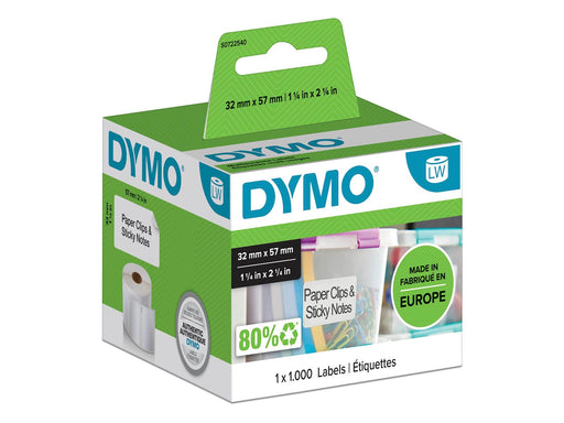 DYMO LabelWriter Mehrzwecketiketten | 57 mm x 32 mm | Rolle mit 1.000 leicht ablösbaren Etiketten | selbstklebend