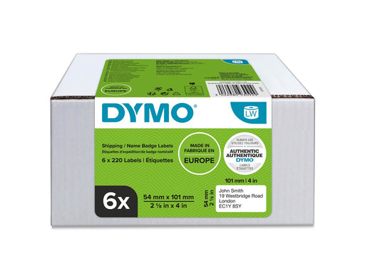 DYMO LabelWriter Versandetiketten/-Namensschilder (groß) | 54 mm x 101 mm | 6 Rollen mit je 220 leicht ablösbaren Etiketten (1.320 Etiketten)