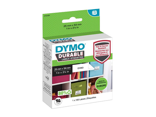 DYMO Original LabelWriter Hochleistungs-Etiketten | 25 mm x 54 mm | weißes Kunststoff-Etikett | Rolle mit 160 Etiketten
