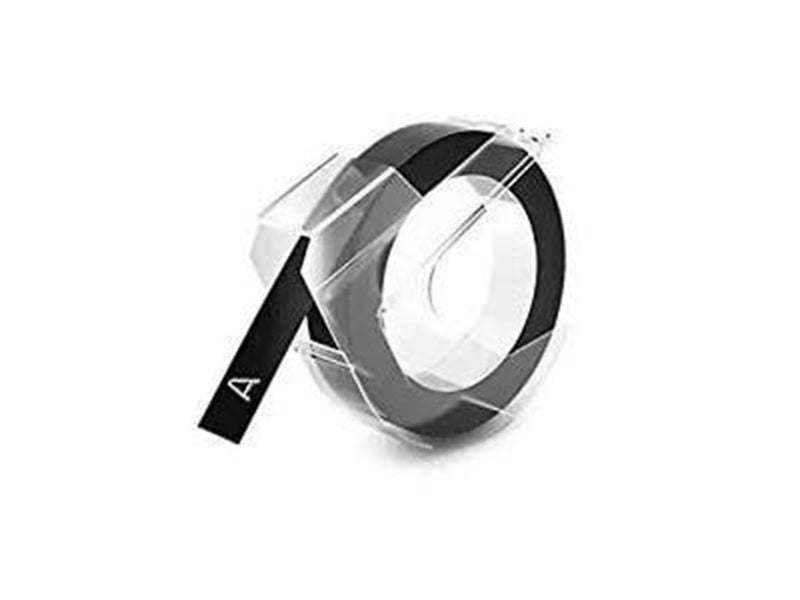 DYMO Prägeband | 3D weiß auf schwarz | 9 mm x 3 m Rolle | 1 Stück