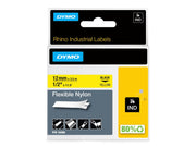 DYMO Rhino Industrie Nylonetiketten | flexibel | 12 mm x 3,5 m | schwarz  auf gelbe