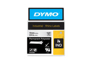 DYMO Rhino Industrie Permanente Polyesteretiketten | 19 mm x 5,5 m | Schwarz auf Transparent