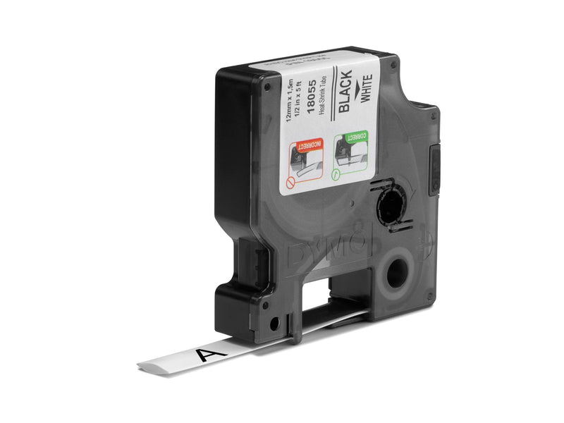 DYMO Rhino Industrie Schrumpfschlauch-Kabeletiketten | 12 mm, 1,5 m | Schwarz auf weiß