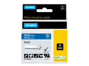DYMO Rhino-Industrie-Vinyletiketten | 12 mm x 5,5 m | weiß auf blau | selbstklebendes Schriftband