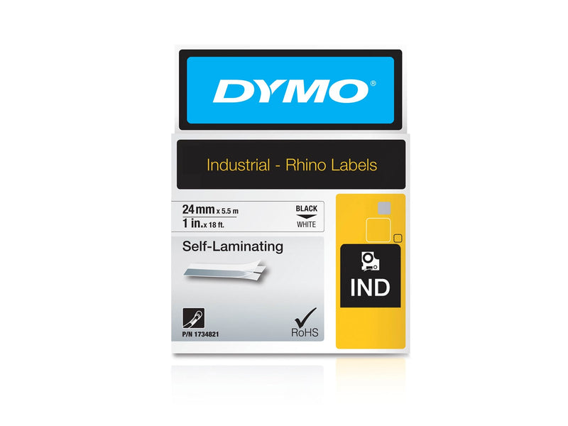 DYMO Rhino Industrie selbstlaminierende etiketten | 24 mm x 5,5 m | Schwarz auf Weiß