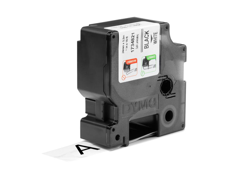 DYMO Rhino Industrie selbstlaminierende etiketten | 24 mm x 5,5 m | Schwarz auf Weiß