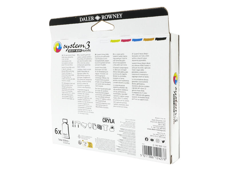 Daler-Rowney System3 Heavy Body Acrylic Primary Set 6x59 ml