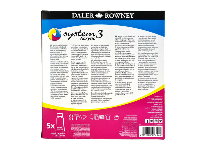 Daler-Rowney System3 Jumbo Process Set 5x150 ml