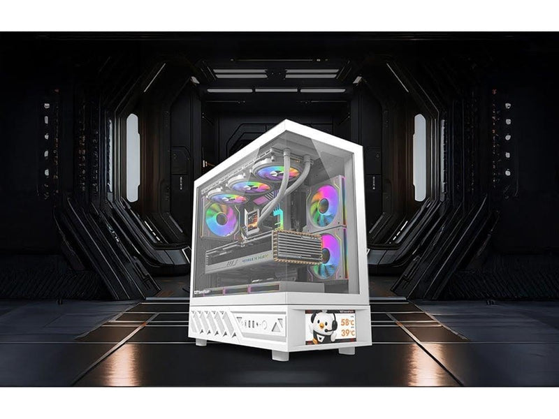 Darkflash DS950V Computer Case with Display + 6 Fans - Gehäuse - Weiß
