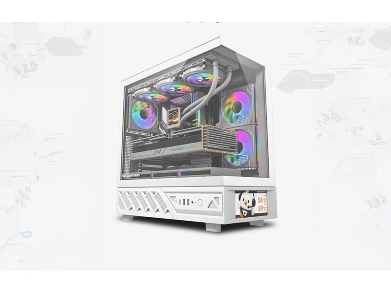 Darkflash DS950V Computer Case with Display + 6 Fans - Gehäuse - Weiß