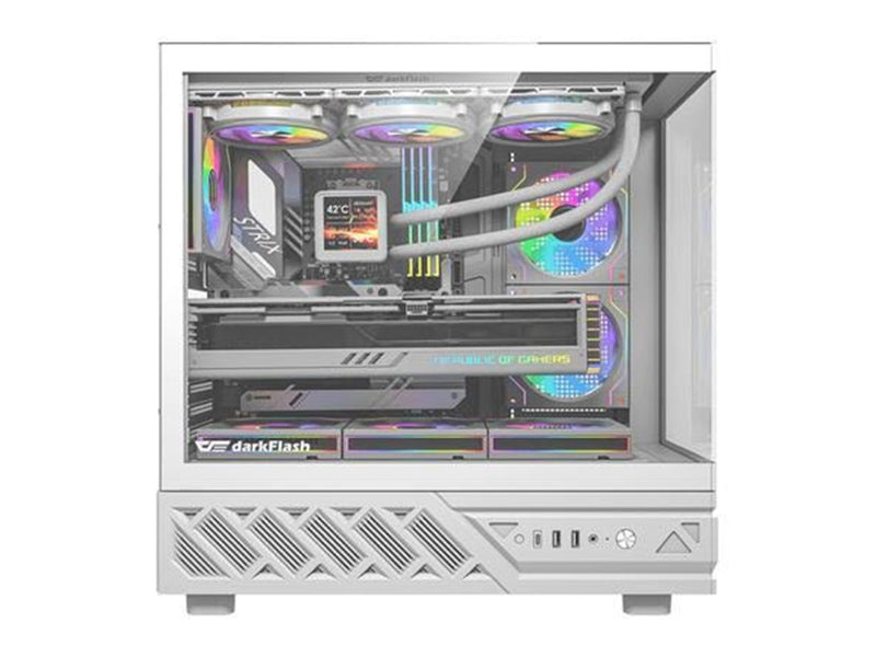 Darkflash DS950V Computer Case with Display + 6 Fans - Gehäuse - Weiß