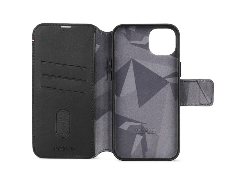 Decoded Leather Detachable Wallet for iPhone 15 Plus Black