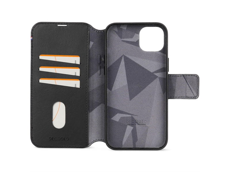 Decoded Leather Detachable Wallet for iPhone 15 Plus Black