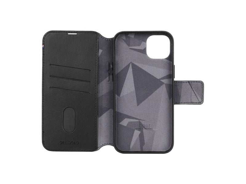 Decoded Leather Detachable Wallet for iPhone 15 Plus Black