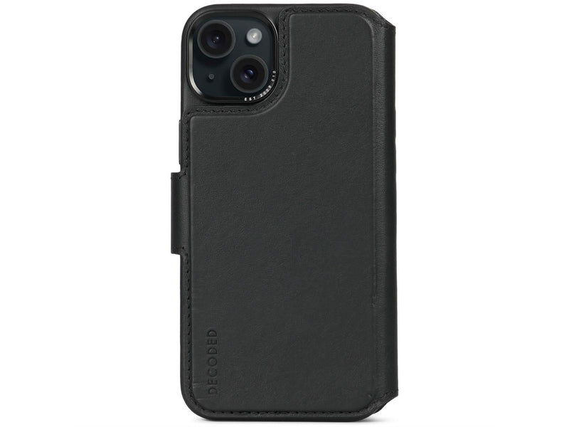Decoded Leather Detachable Wallet for iPhone 15 Plus Black