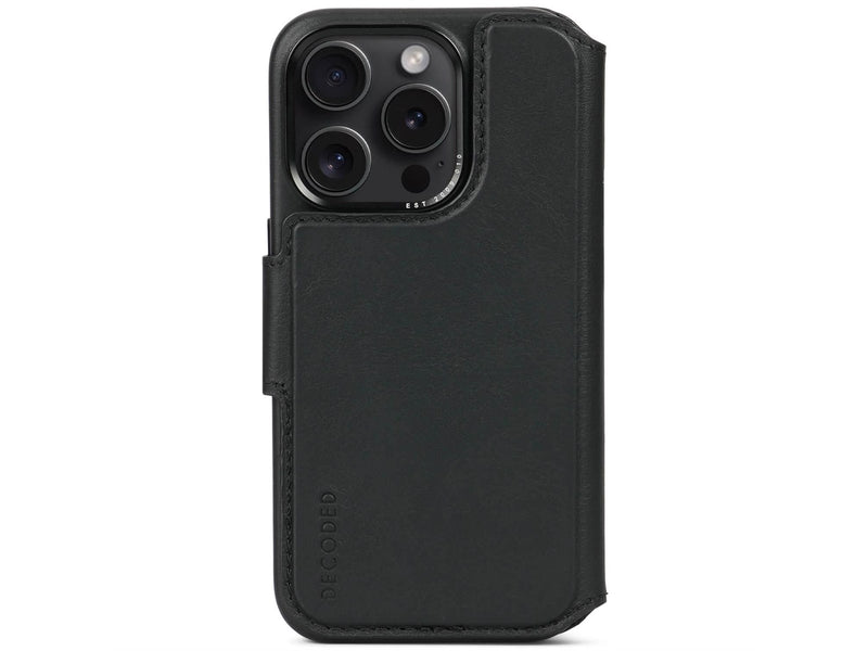 Decoded Leather Detachable Wallet for iPhone 15 Pro Black