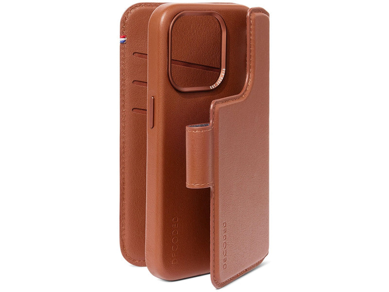 Decoded Leather Detachable Wallet for iPhone 15 Pro Max Tan