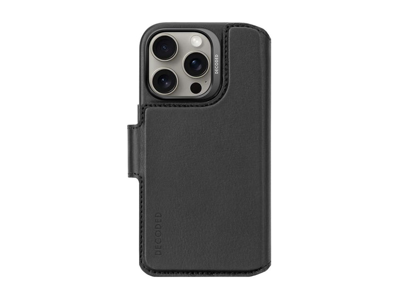 Decoded Leather Detachable Wallet for iPhone 16 Pro Black