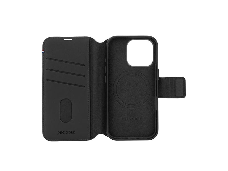 Decoded Leather Detachable Wallet for iPhone 16 Pro Black