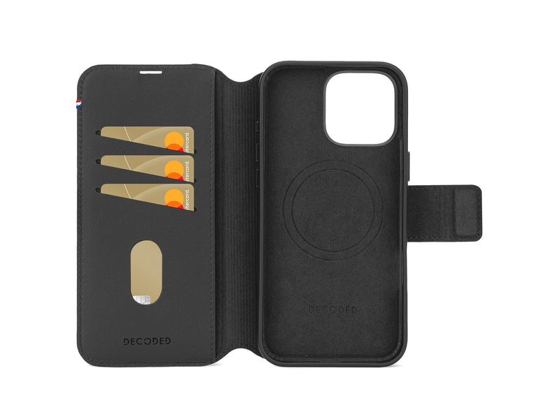 Decoded Leather Detachable Wallet for iPhone 16 Pro Max Black