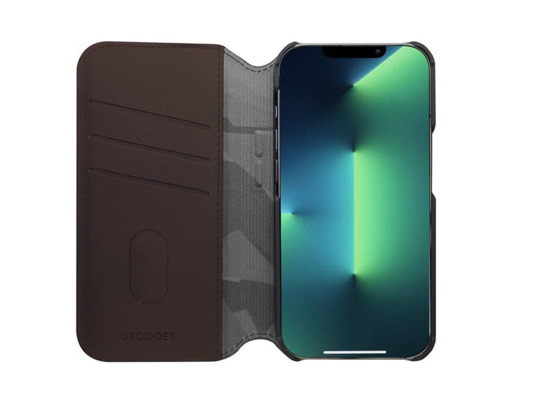 Decoded Leather Wallet Case for iPhone 14 Pro Max Brown