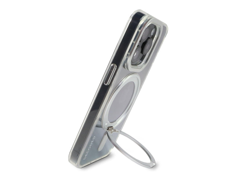 Decoded Recycled Plastic Transparent Loop Stand BackCover  for iPhone 15 Pro Clear