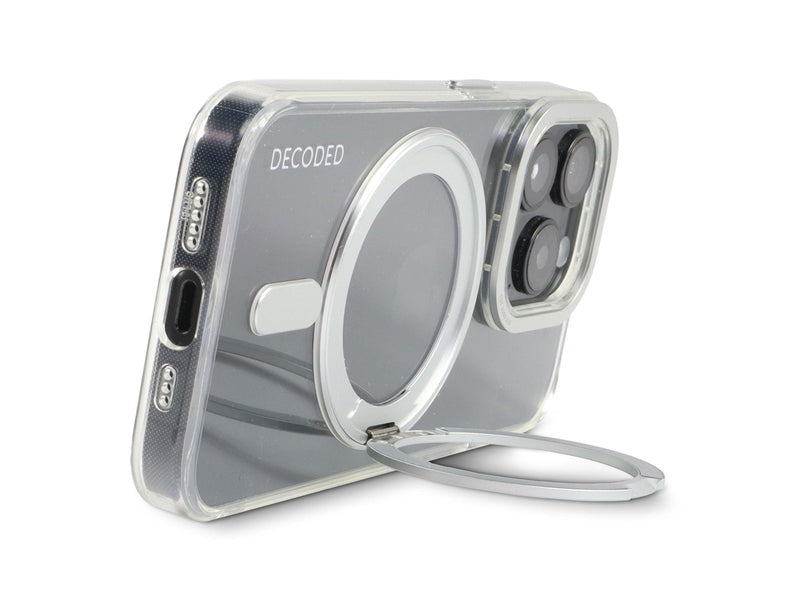 Decoded Recycled Plastic Transparent Loop Stand BackCover  for iPhone 15 Pro Clear
