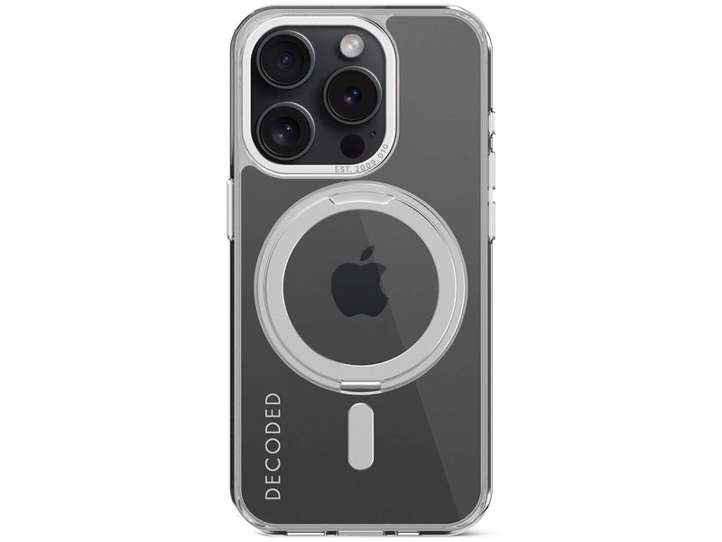 Decoded Recycled Plastic Transparent Loop Stand BackCover  for iPhone 15 Pro Clear